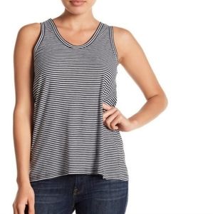 Susina black and white stripe v neck tank top back gathering